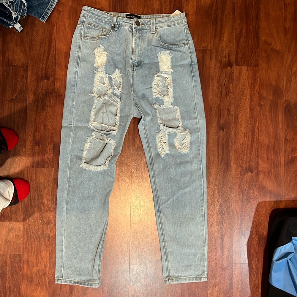 size 10 pretty little thing straight leg ripped jeans